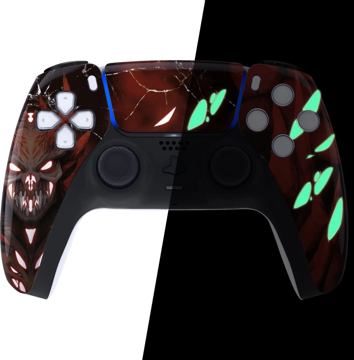 PS5 Draadloze Dualsense Controller – Glow in the Dark Scarlet Demon Custom