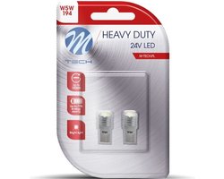W5W autolamp 2 stuks | LED T10 wit - 1 Watt - 24V DC