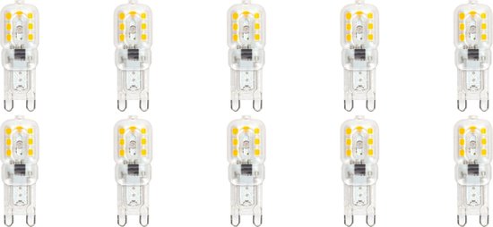 LED Lamp 10 Pack - Velvalux - G9 Fitting - Dimbaar - 3W - Helder/Koud Wit 6000K - Transparant | Vervangt 32W