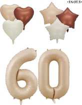Snoes XXL Cijfer ballon 60 – Nude Kleur Satijn Caramel Nummerballon