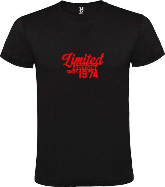Zwart T-Shirt met “Limited sinds 1974 “ Afbeelding Rood Size XXXXL