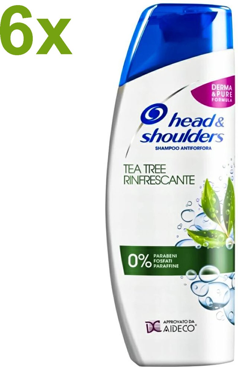 Head & Shoulders - Tea Tree - Anti-Roos Shampoo - 6x 400ml - Voordeelverpakking
