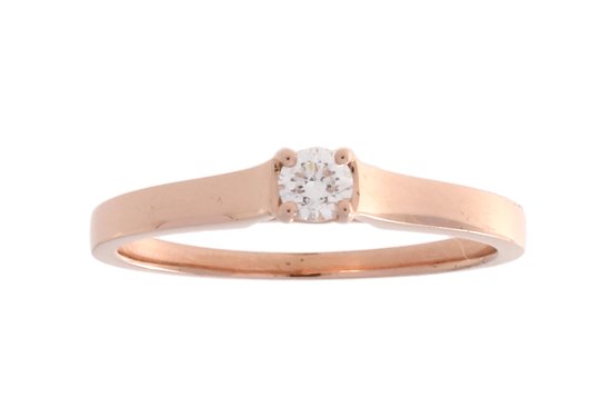 R&C Leila – roségouden ring - verlovingsring - 14 karaat – diamant - uitverkoop Juwelier Verlinden St. Hubert – van €1321,= voor €1049,=