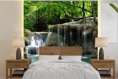 Behang - Fotobehang Meerdere watervallen in het Thaise nationaal park Erawan - Breedte 240 cm x hoogte 240 cm