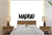 Behang - Fotobehang Zwart-wit illustratie van Madrid met hoofdletters - Breedte 260 cm x hoogte 260 cm
