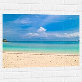 Muursticker - Wit Strand met Helderblauwe Oceaan - 80x60 cm Foto op Muursticker