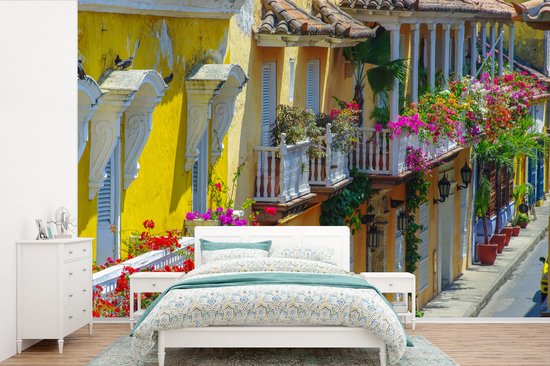 Papier peint photo vinyle - Centre historique vieux-Carthagène largeur 420 cm x hauteur 280 cm - Tirage photo sur papier peint (disponible en 7 tailles)