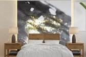 Behang - Fotobehang Marmer - Zwart - Glitter - Luxe - Breedte 220 cm x hoogte 220 cm