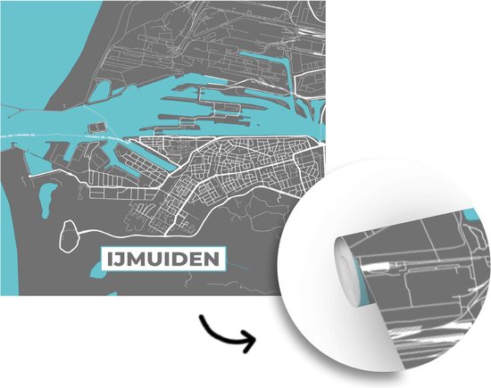 Papier peint - Papier peint photo Plan d'étage - IJmuiden - Grijs - Blauw - Largeur 300 cm x Hauteur 300 cm