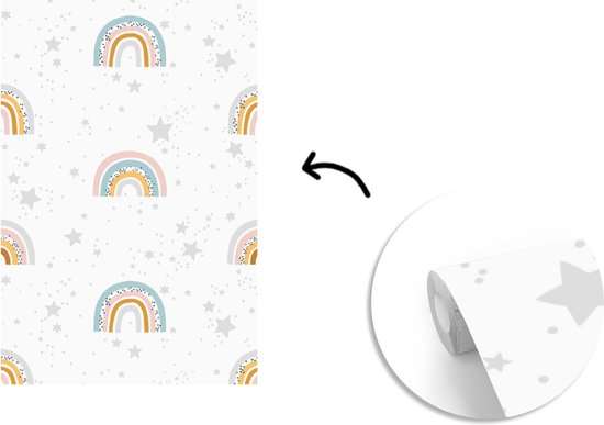 Motif enfant avec des arcs-en-ciel et des étoiles sur fond blanc 225x350 cm