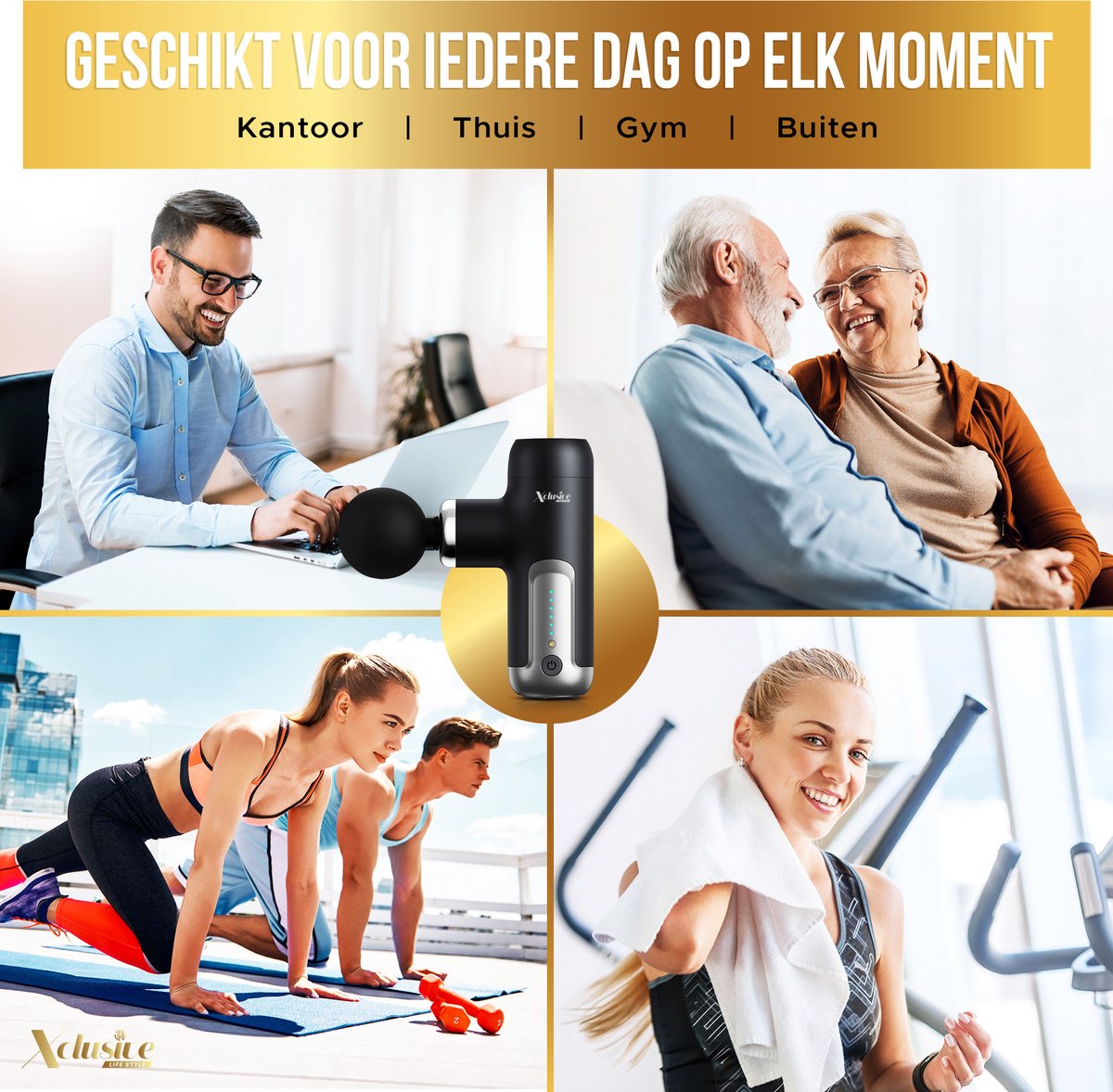 Xclusive-lifestyle® Massage Gun – Krachtig en Uiterst Stil Massage Pistool voor Spierherstel, Pijnverlichting en Ontspanning - 6 Intensiteitsstanden - 4 Massagekoppen – Draagbaar en Compact - Oplaadbaar — cadeau in Sport & Outdoor - foto 7