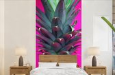 Behang - Fotobehang Ananas - Fruit - Roze - Breedte 120 cm x hoogte 240 cm