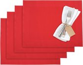 Set de 4 sets de table, 42 x 32 cm, tissu synthétique, rouge, collection Saleen