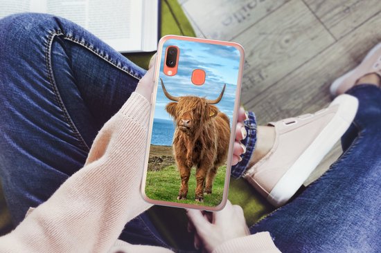 Coque Samsung Galaxy A20e - Highlander écossais - Water - Cornes - Coque de téléphone en Siliconen