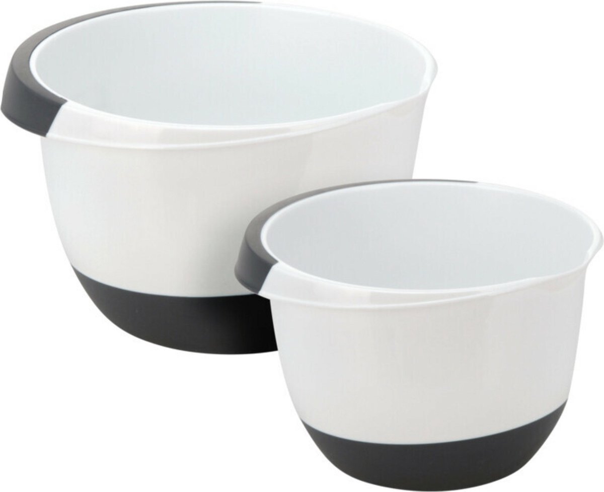 Excellent Houseware Beslagkom/mengkom/roerkom - 2x stuks - kunststof - wit