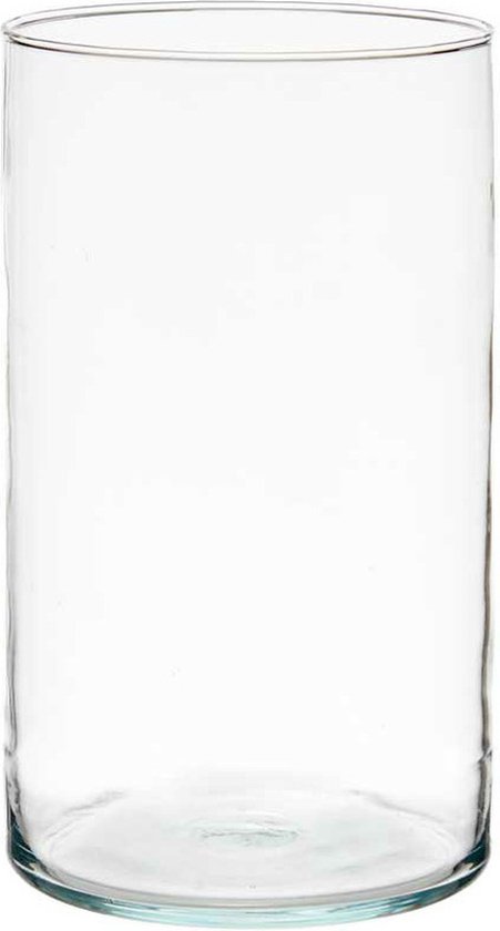 Giftdecor Bloemenvaas - cilinder vorm - transparant glas - 17 x 30 cm - vaas