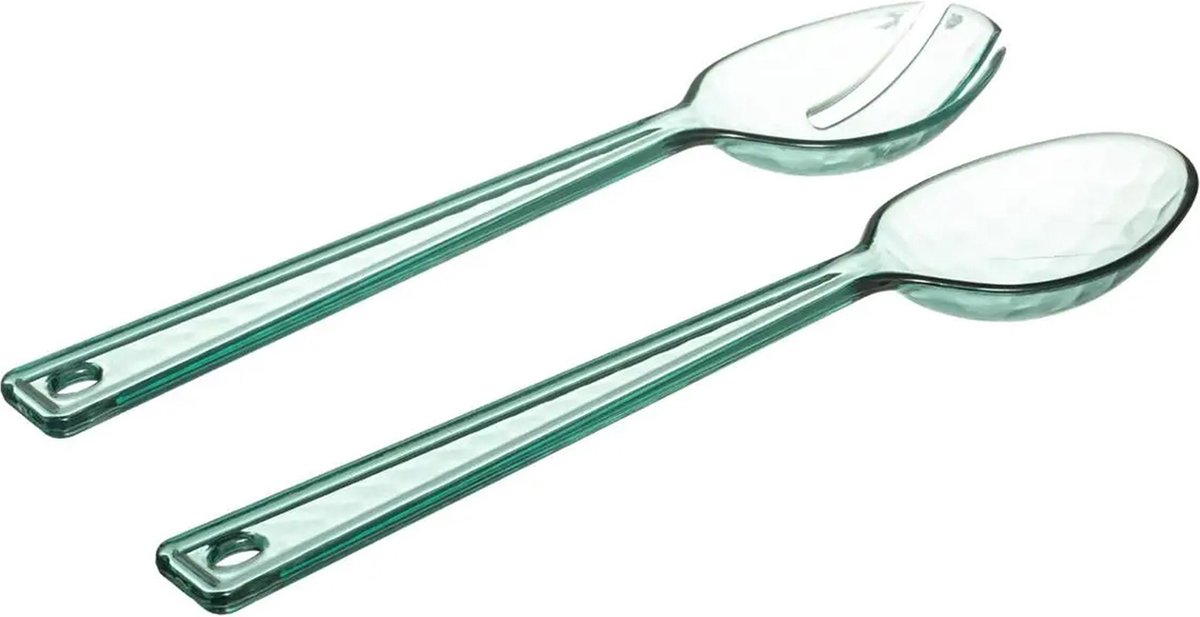 Secret de Gourmet - Sla bestek/couvert - groen kunststof - 29 cm