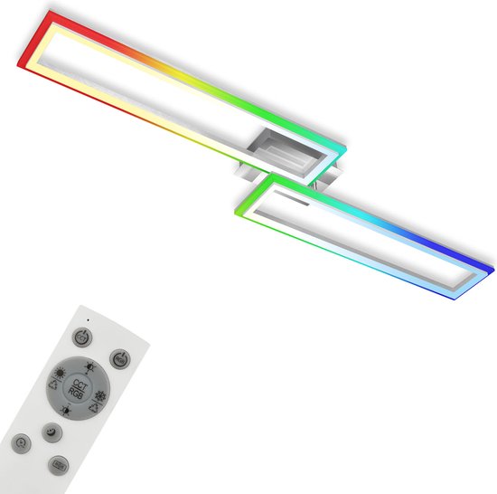 Plafonnier LED Briloner - Gradable Et Télécommande - 24W, 2200 Lumens - Blanc Chaud à Froid - 100x25x6 Cm