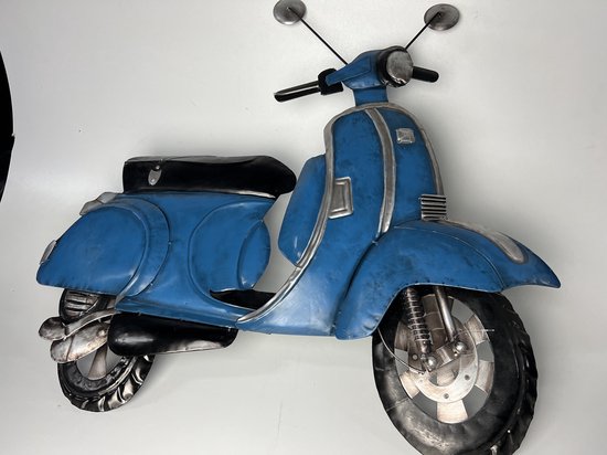Metalen scooter wandbord blauw