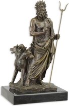 BRONZEN beeld VAN DE GOD VAN DE ZEE VAN HADES EN CERBERUS Hoogte: 29,2 Breedte: 12 Lengte: 17