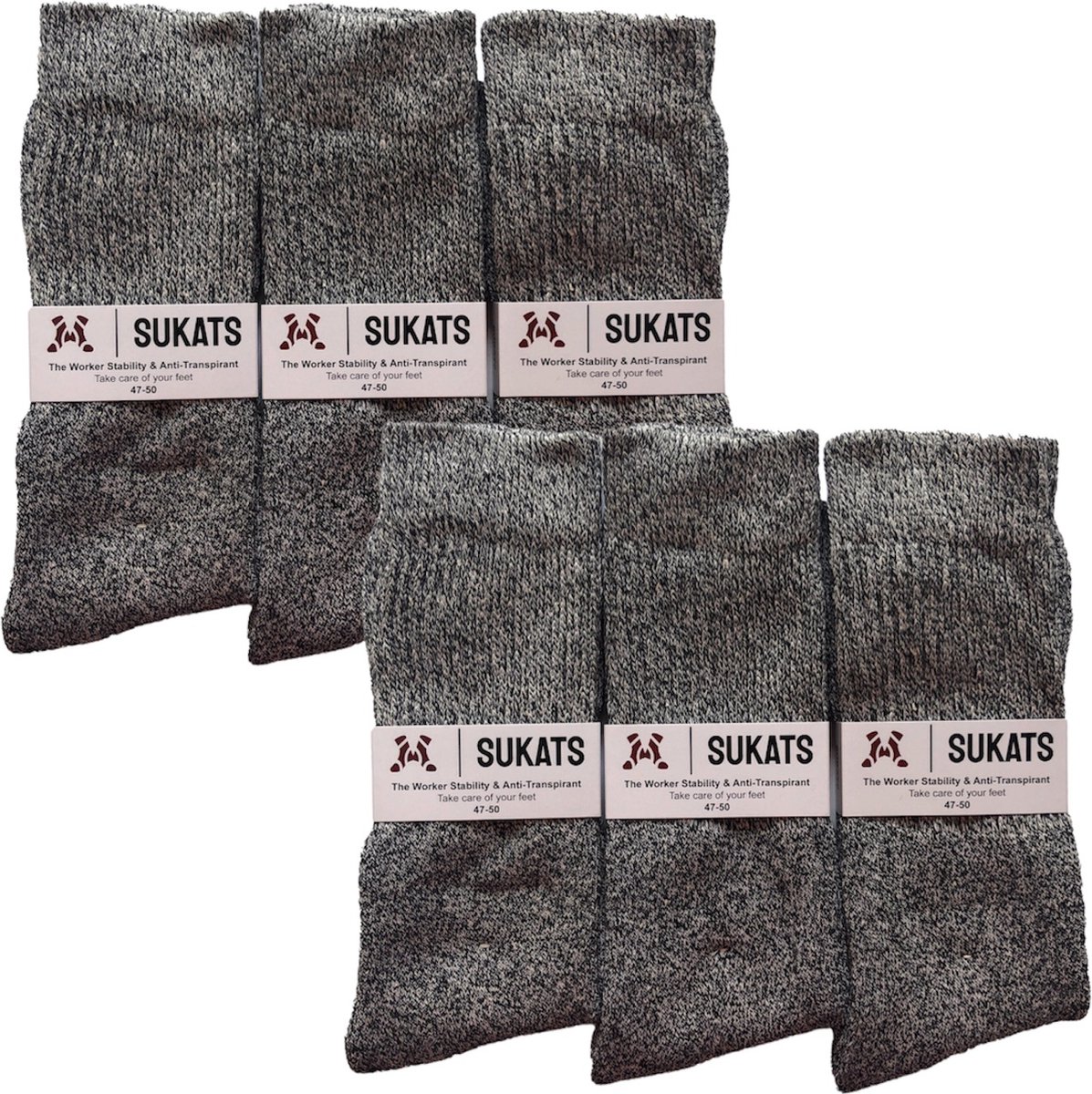 Sukats® Stable Worker - 6 Paar - Noorse Sokken - Noorse Werksokken - Heren - Voordeelverpakking - XXL - Maat 47-50