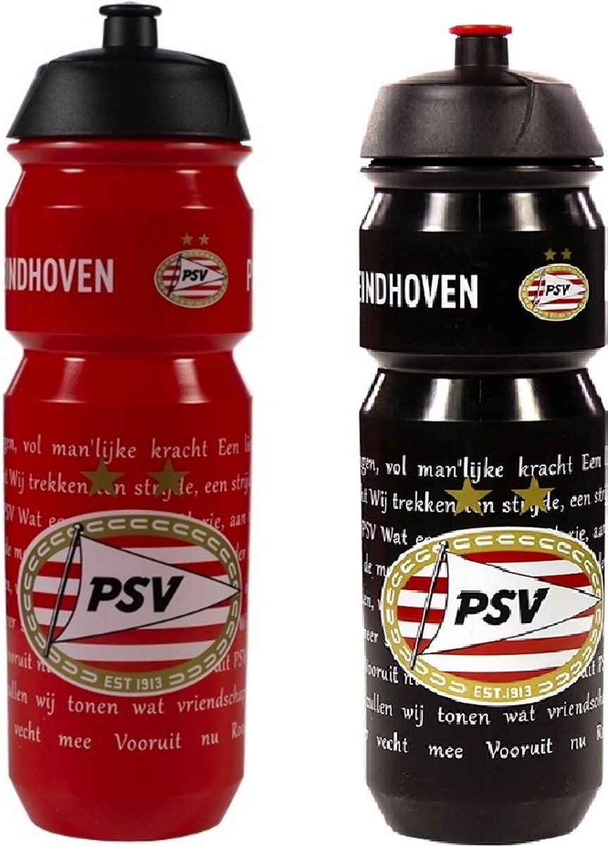 PSV Bidon Rood en Zwart Voordeelset - PSV Voetbal - PSv Eindhoven- PSV Waterfles -