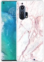 Motorola Edge Plus Hoesje White Pink Marble - Designed by Cazy