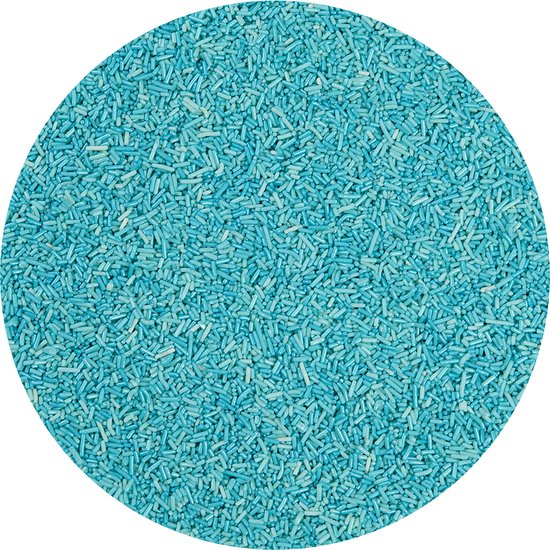 Blauwe hagelslag met een lichte turquoise tint.