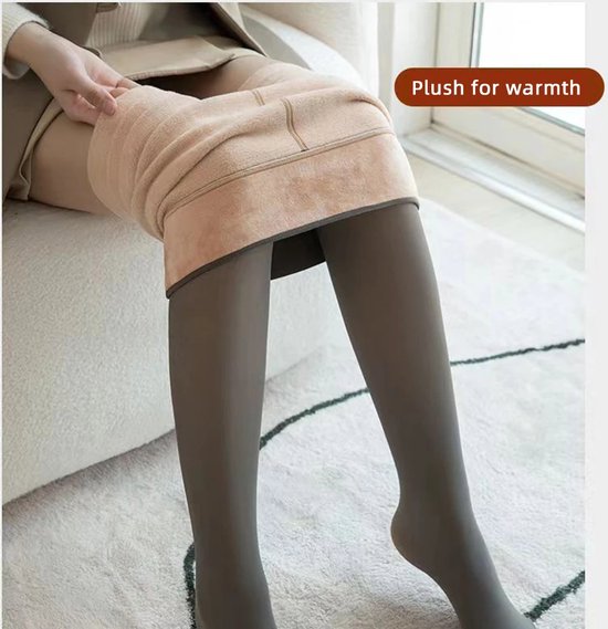 Nep Panty legging S/M - Nep Doorschijnende Panty - Thermische Kousen - Transparant Effect - Skin-tone - Warme Winter Gevoerde Panty - Vrouwen Thickened Thermo Panty - grijs