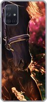 Telefoonhoesje Geschikt voor Samsung Galaxy A71 hoesje - Paard - Zon - Portret - Siliconen Telefoonhoesje