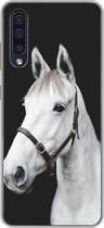 Geschikt voor Samsung Galaxy A50 hoesje - Paard - Halster - Wit - Siliconen Telefoonhoesje