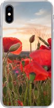 Coque iPhone Xs Max - Coucher de soleil derrière les coquelicots - Siliconen