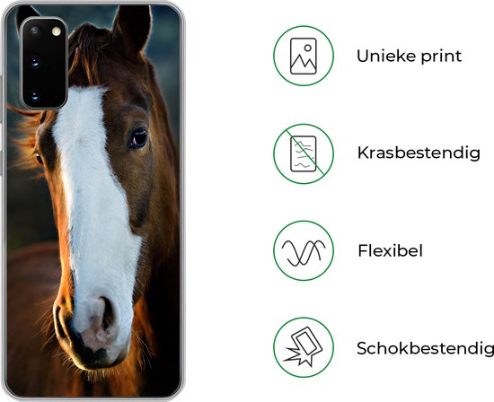 Coque Samsung Galaxy S20 - Cheval - Tête - Lumière - Coque de téléphone en Siliconen