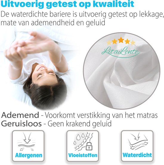 Matrasbeschermers - Waterdichte Matrasbeschermer 90x200 - Hoeslakenbadstof Matrasbeschermhoezen - Antibacteriëel - Rondom Elastiek - Wit - Waterdichte Matras Beschermer Incontinentie Matrasbeschermer - 90 x 200