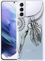 Hoesje Geschikt voor Samsung Galaxy S21+Boho Buffalo Skull