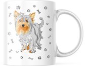 Dog Lover Mok met tekst: yorkshire terrier met hondenpootjes | Honden Liefhebber | Honden Spreuk | Cadeau | Grappige mok | Koffiemok | Koffiebeker | Theemok | Theebeker