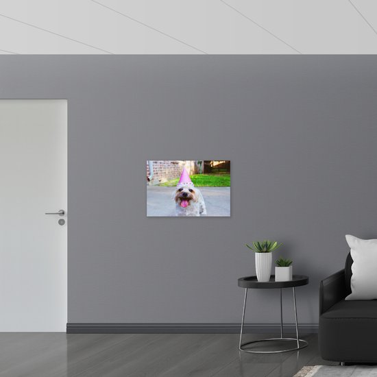 WallClassics - Poster Glossy - Chien Festif - 75x50 cm Photo sur Papier Poster avec Finition Brillante