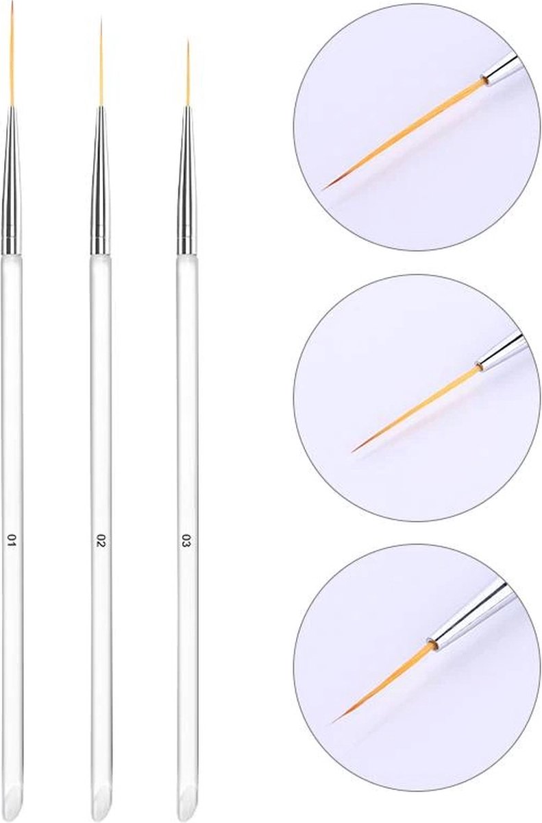 Goedkoopste WiseGoods Luxe Set Nail Art Pennen - Nailarts - Accessoires Kunst Nagels - Nagel Decoratie Tool - Pen - Penselen - DIY - Hobby 3st