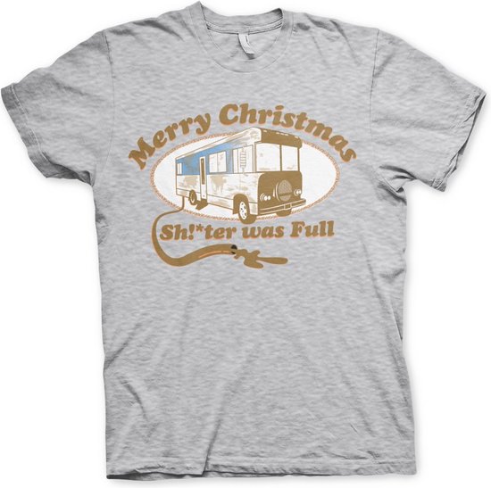 National Lampoon's Christmas Vacation Heren Tshirt -M- Shitter Was Full Grijs