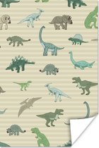 Poster kinderen - Dinosaurus - Bruin - Groen - Jongens - Meisjes - Kinderen - Wanddecoratie jongens - 80x120 cm - Poster kinderkamer - Decoratie voor kinderkamers