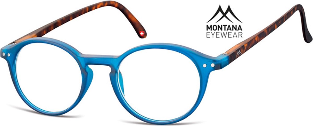 Montana Eyewear MR65E leesbril +2.00 Blauw - Tortoise - rond