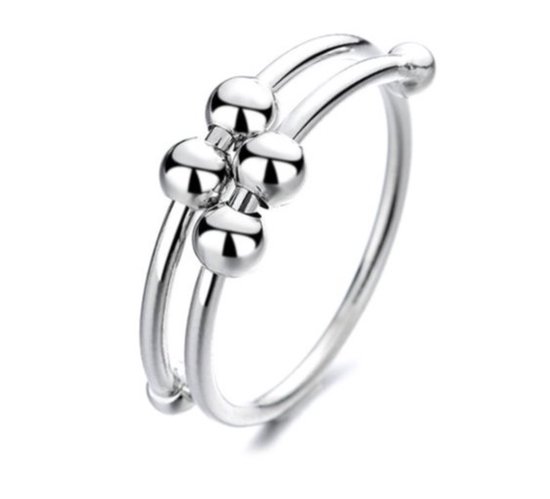Anxiety Ring (Angst) - Stress Ring - Fidget Ring - Anxiety Ring waves - Silver Draaibare Ring Dames - Spinning Ring - Spinner  - One Size