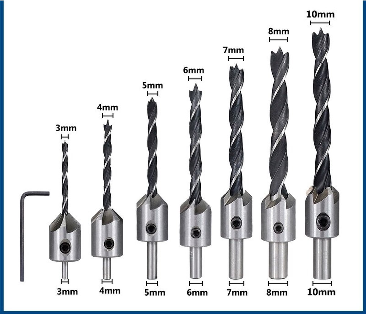 WiseGoods Luxe Verzinkboor Set - Borenset - Boren Boormachine - Bitset Klussen - Bits Boormachines - Gereedschap - Hobby - 3-10mm