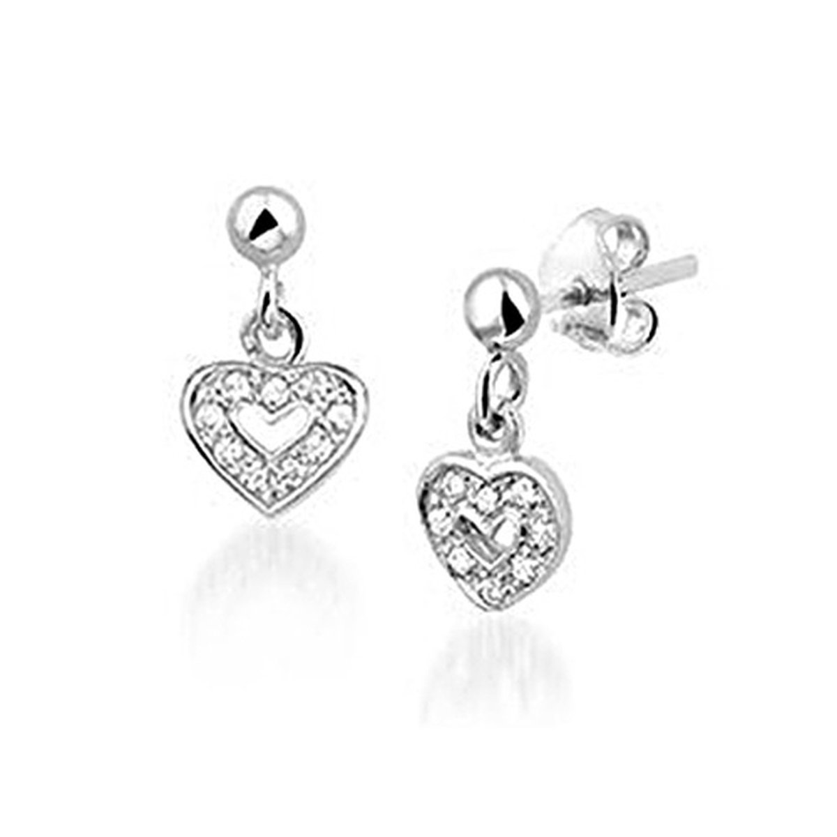 Amanto Oorbellen Isa - 925 Zilver Gerhodineerd - Hart - 13x6.5mm
