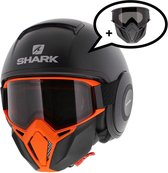 Shark Street Drak helm mat zwart oranje L - Special Edition met gratis extra zwart antraciet mondstuk