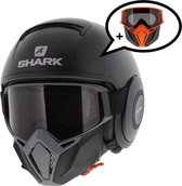 Shark Street Drak helm mat zwart antraciet L - Special Edition met gratis extra zwart oranje mondstuk