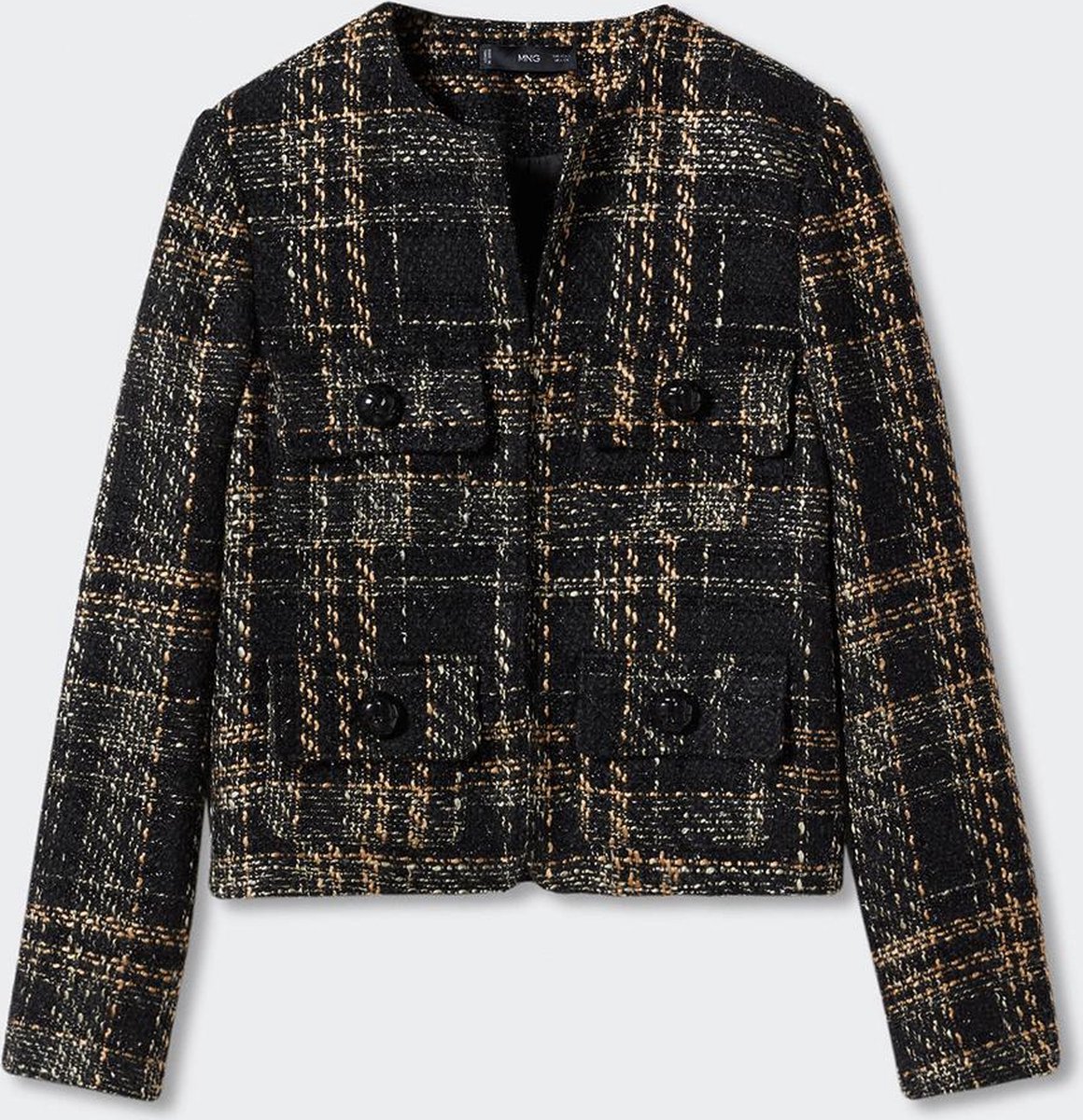 Mango Blazer Tweed Jasje Met Zakken 47061302 99 Dames Maat - S
