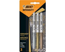 BIC Intensity Metallic – Markers Ronde Punt – Metallic Kleuren – 3 Stuks