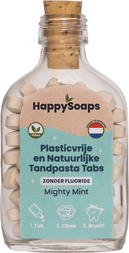 HappySoaps - Tandpasta Tabs - zonder Fluoride - Mighty Mint - 62 tabs |  bol.com