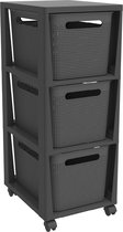 Rotho Tower Brisen - Commode 3 x 16L avec roulettes - Anthracite